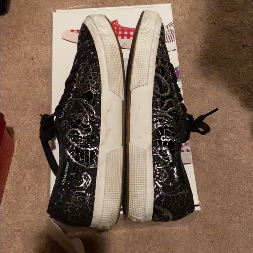 Superga macrame black & silver sneakers size 9 - Picture 4 of 5